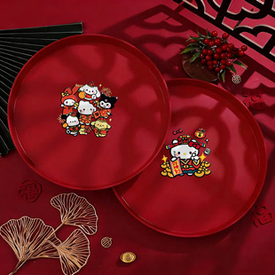 糖果盘子客厅茶几干果零食盘过年水果盘新年家用干果碟子红色喜庆