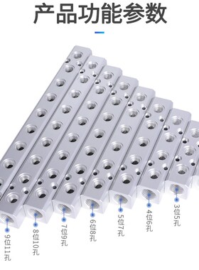 多路分气排空压机分流器气管快速接头三通分气块PUU软管气源分配