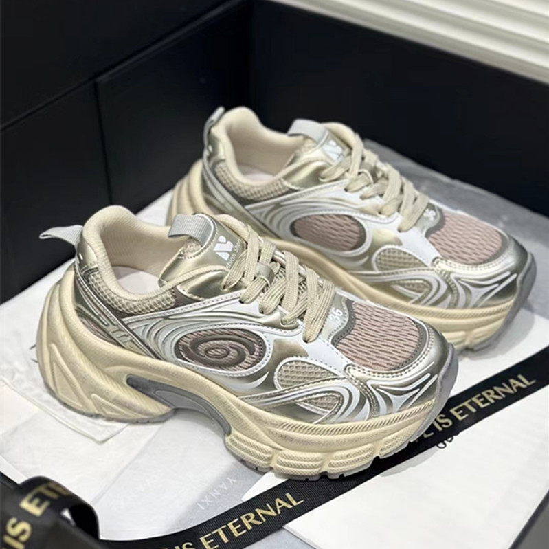 欧美厚底圆典老爹鞋银色运动鞋