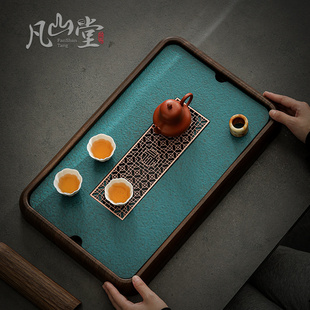 家用茶具托盘小型密胺干泡茶台办公室排储陶瓷沥水盘 乌金石茶盘