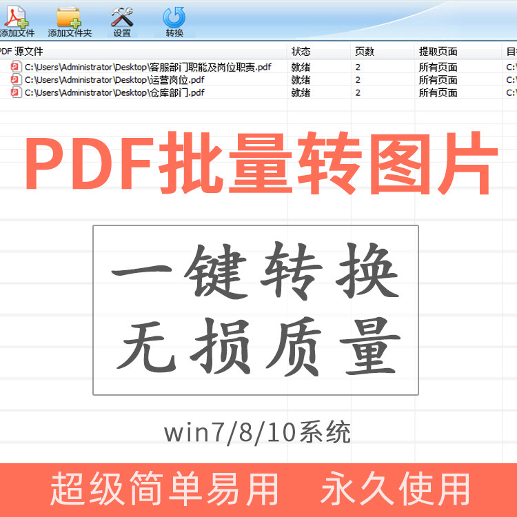PDF批量转图片工具 一键无损转JPG PNG GIF提取软件电脑WIN7/8/10使用感如何?