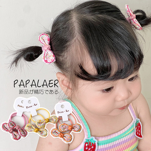 儿童可爱布艺橡皮筋女童碎花蝴蝶结发圈扎头发宝宝可爱兔耳朵头绳