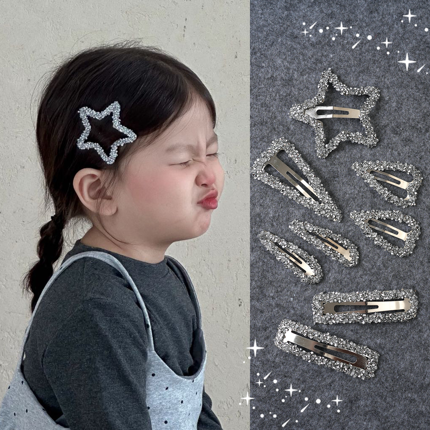 葩葩拉尔韩系水钻发夹女孩刘海夹