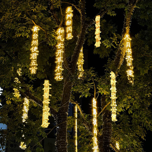 户外古诗词灯串挂树吊灯景观灯防水霓虹灯发光字定制条幅公园装饰