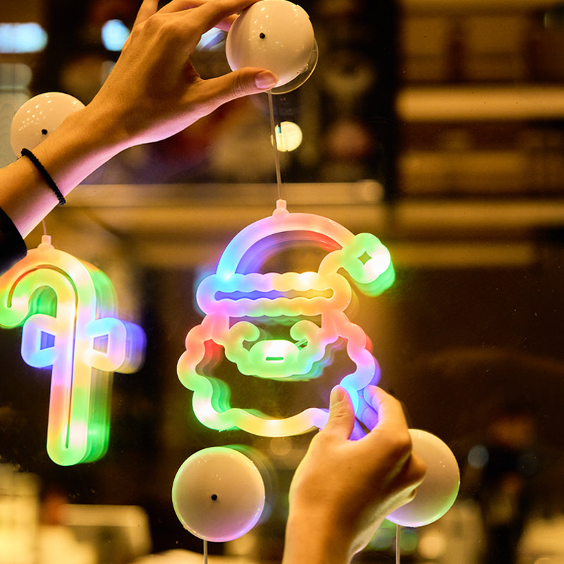 圣诞节装饰品吸盘灯配件老人创意