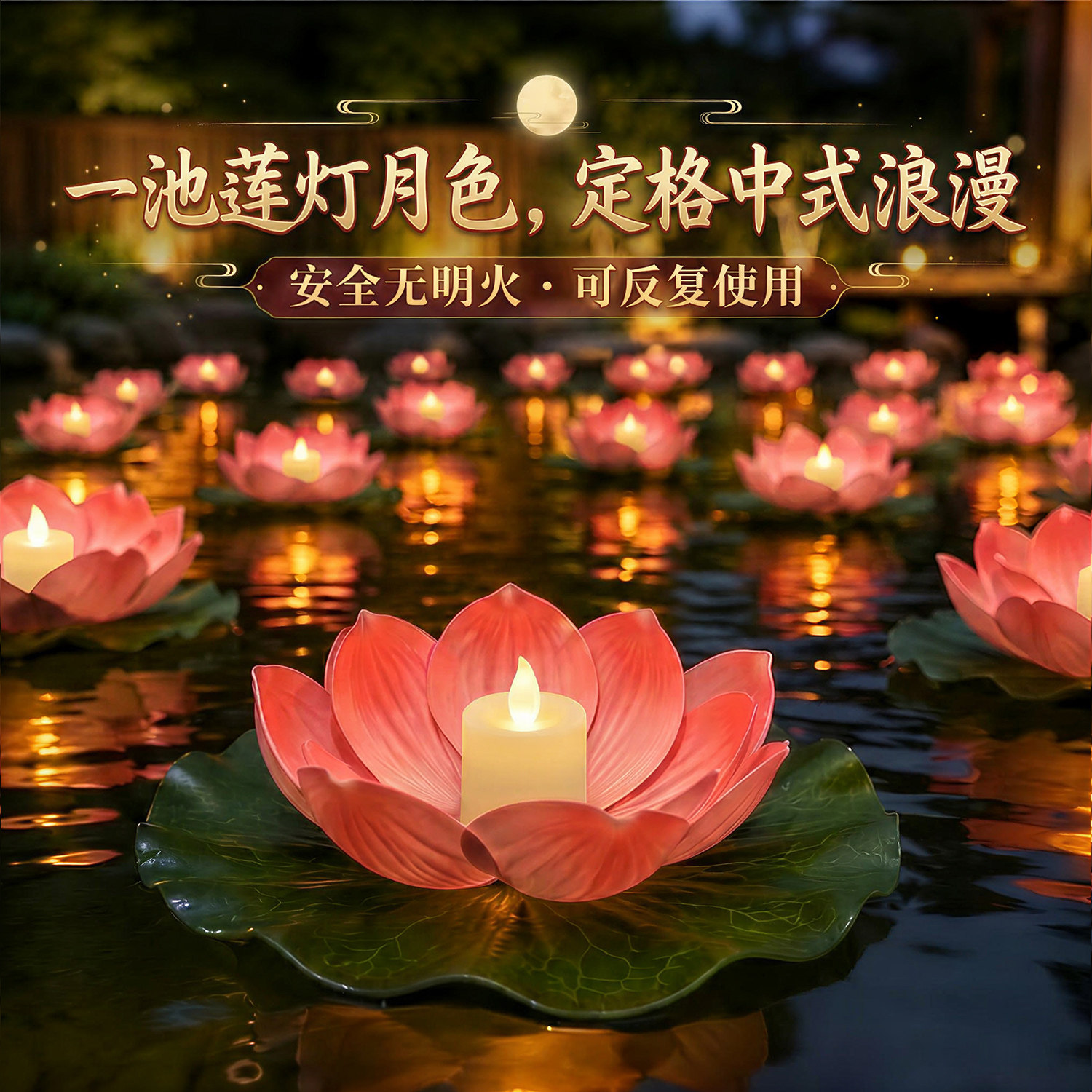 漂浮莲花灯2026新款太阳能中秋图片