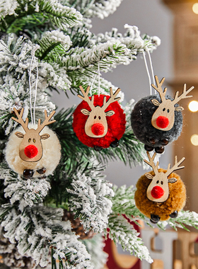 圣诞树毛毡小麋鹿吊饰门挂节日礼物圣诞节装饰品可爱氛围布置道具