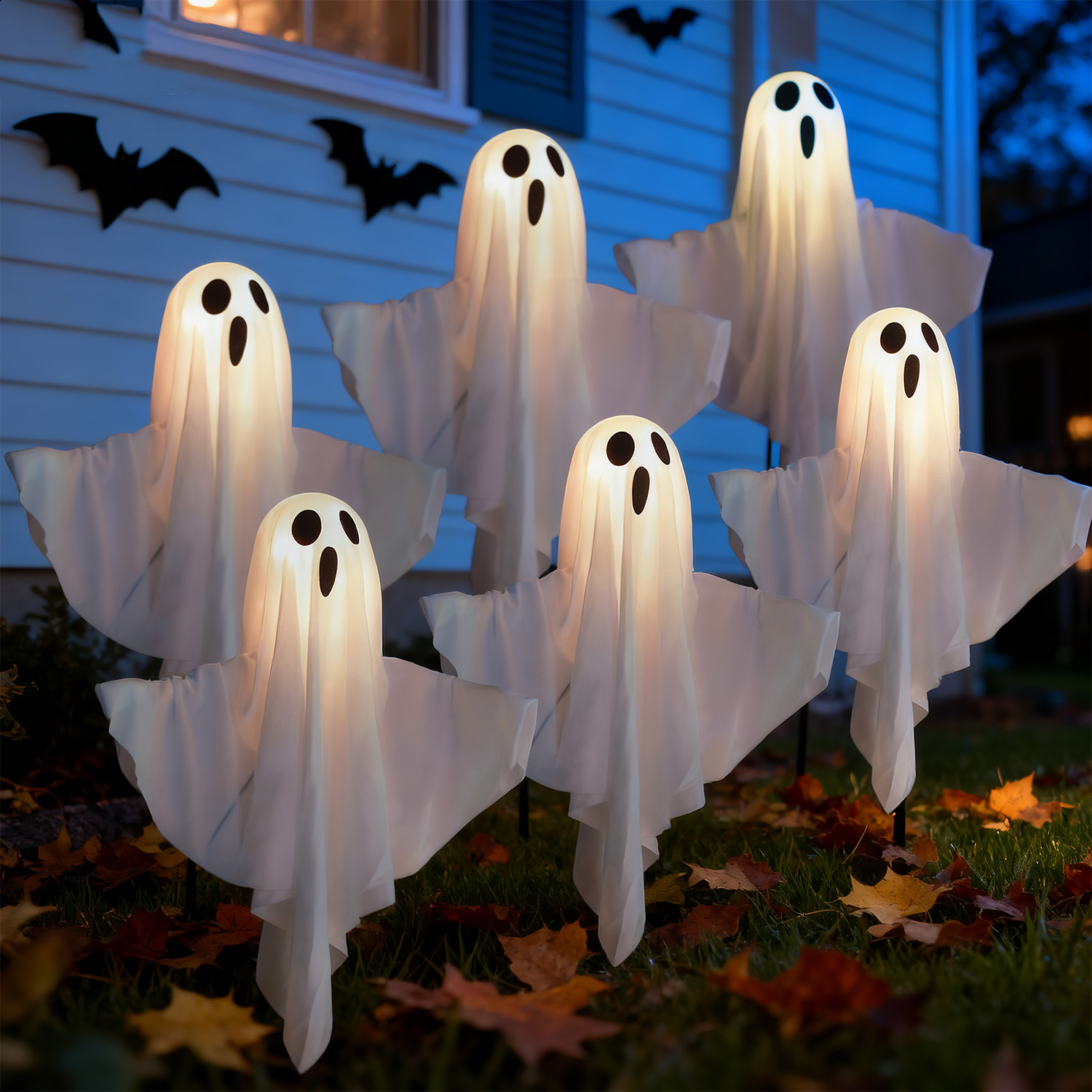 万圣装饰太阳能小鬼幽灵连串地插