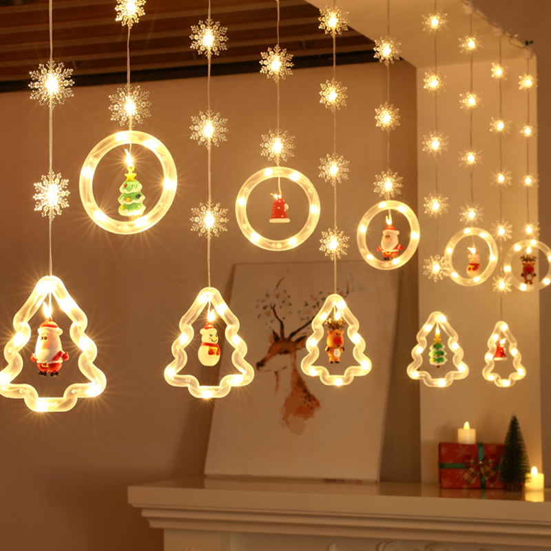 圣诞节装饰灯满天星窗帘少女房间