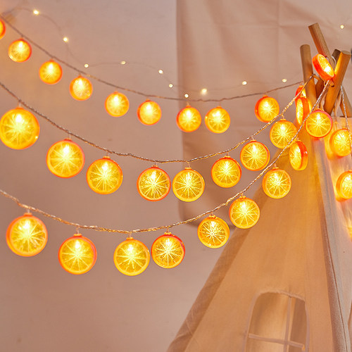 橙子灯串柠檬片水果装饰灯摆摊氛围灯彩灯闪灯网红灯卧室房间地摊