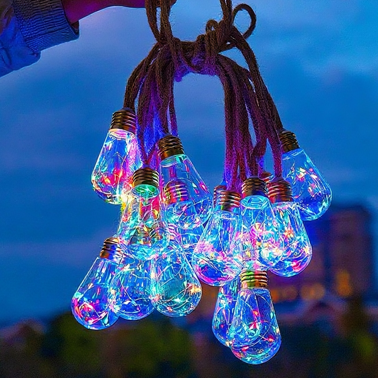 圣诞灯满天星麻绳灯串太阳能led