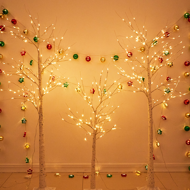 装饰灯彩灯满天星仿真白桦树灯餐厅客厅卧室房间场景布置发光树枝