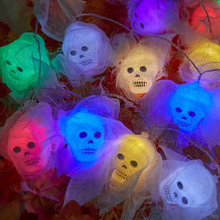 饰品halloween彩灯串led小配件骷髅头橱窗摆件场景布置墙 万圣节装