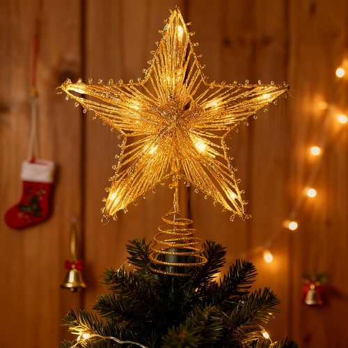 圣诞树顶部装饰发光铁艺五角星