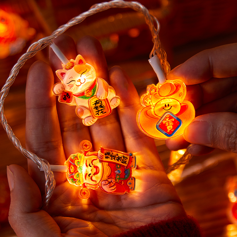 春节新款led财神彩灯串灯创意布
