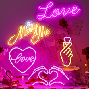 led霓虹灯浪漫氛围装饰布置店铺电竞房网红场景发光字牌求婚道具