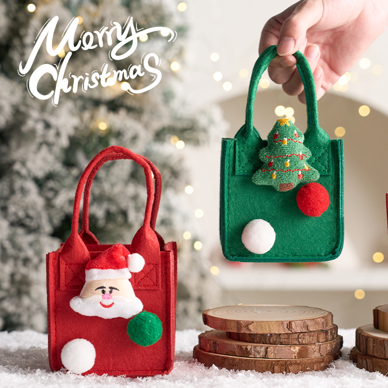 圣诞节礼物袋毛毡手提糖果包装盒