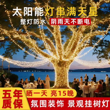 太阳能户外led彩灯串灯氛围装饰灯家用防水超亮农村庭院场景布置