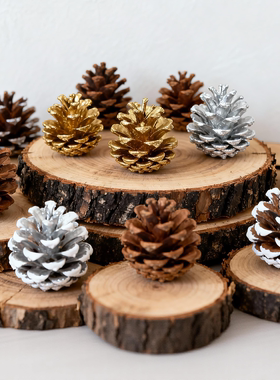 圣诞松果球天然松塔装饰diy材料包橱窗摆件幼儿园手工制作ins布置