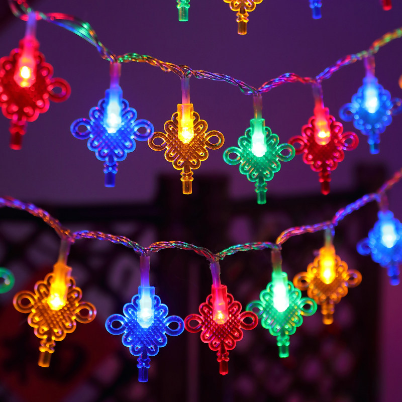 春节发光led装饰灯元旦气氛灯中国结挂灯家用阳台房间布置景观灯