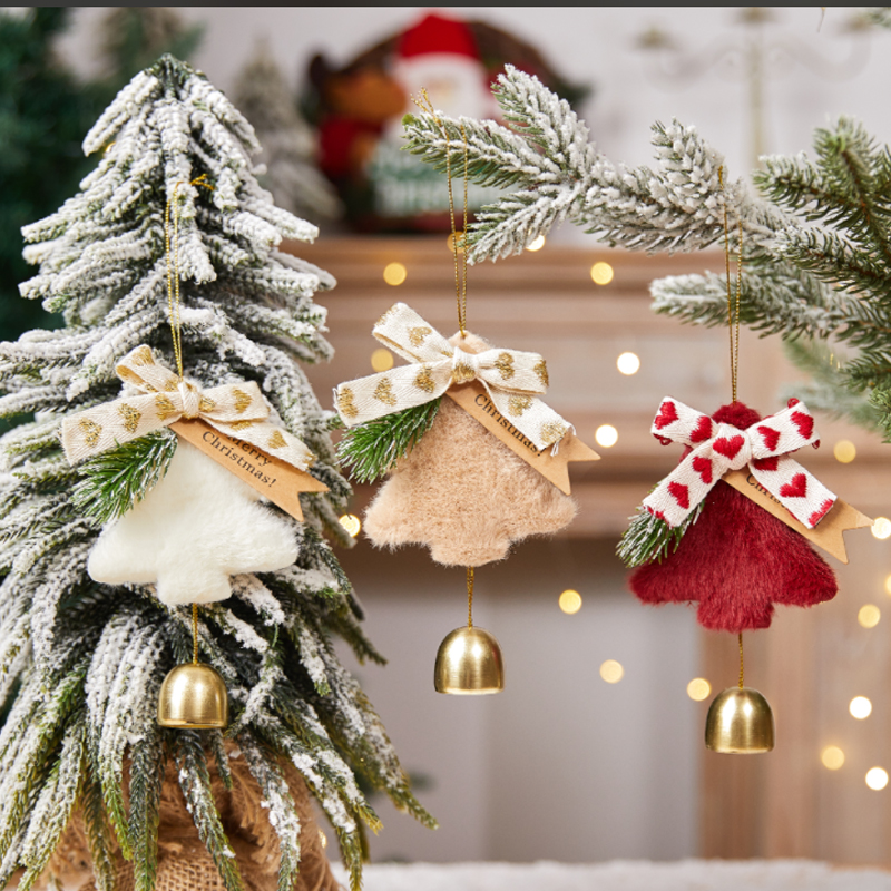 圣诞节红色圣诞树挂饰毛绒蝴蝶结