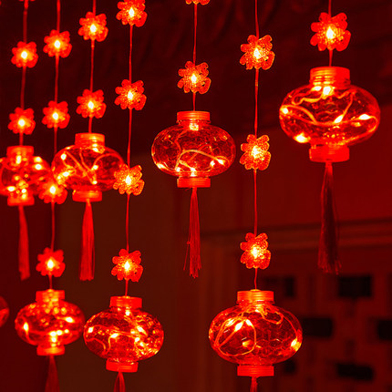 新年挂件led福字红灯笼春节挂饰小彩灯串元旦插电阳台装饰品挂饰