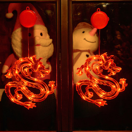新年发光led装饰灯福字挂饰过新年吸盘灯新年大门口阳台室内灯笼