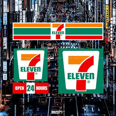 反光车贴7-ELEVEN便利店7仔LOGO趣味创意汽车装饰反光贴纸防水