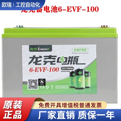 适用洗地扫地机专用免维护龙克蓄电池6-EVF-100 动力电瓶12V100AH