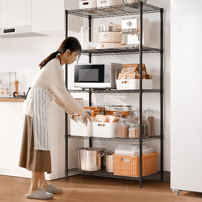 美之高厨房置物架落地货架多层可调层高微波炉烤箱收纳家用储物