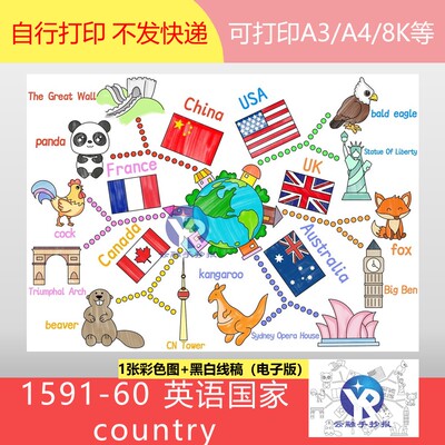 1591-60英语国家Countries人教版三四年英语级下册手抄报电子版