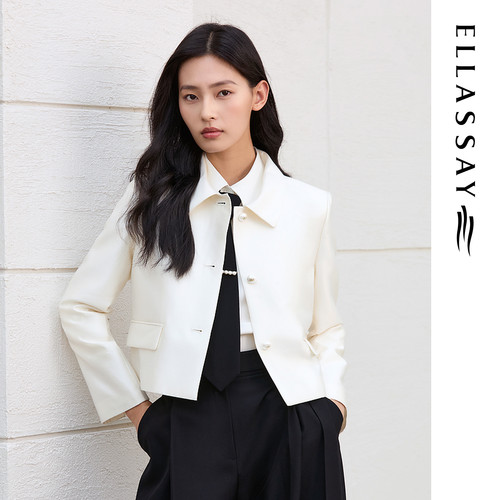 ELLASSAY歌力思秋冬新款羊毛桑蚕丝轻礼服短外套女EWE363T00600
