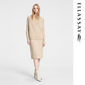 ELLASSAY歌力思秋冬新款 100%山羊绒真两件连衣裙女EWE354M08300