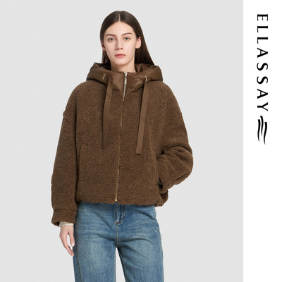 ELLASSAY歌力思冬季新款鹅绒简约连帽气质羽绒服女EWD374L00600