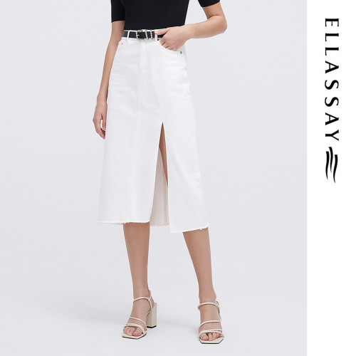 ELLASSAY歌力思夏季新款棉质牛仔铅笔裙半身裙女EWW342N00900