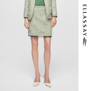 ELLASSAY歌力思早春新款棉春日花园小香风半身裙女EWF361Q01000