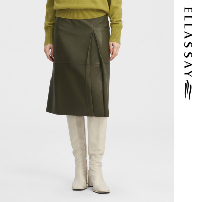 ELLASSAY歌力思秋冬新款绵羊皮气质简约A字半身裙女EWF344X00200