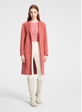 ELLASSAY歌力思秋冬新款100%绵羊毛折纸雕塑领大衣女EWE354D04400