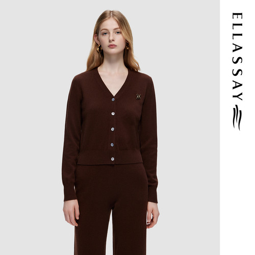 ELLASSAY歌力思秋季新款100%绵羊毛简约针织衫女EWD353M04200
