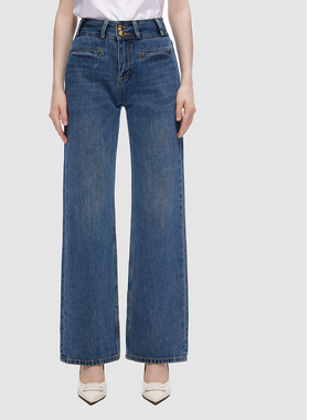 ELLASSAY歌力思秋季新款100%棉简约直筒牛仔裤女EWD353N02100