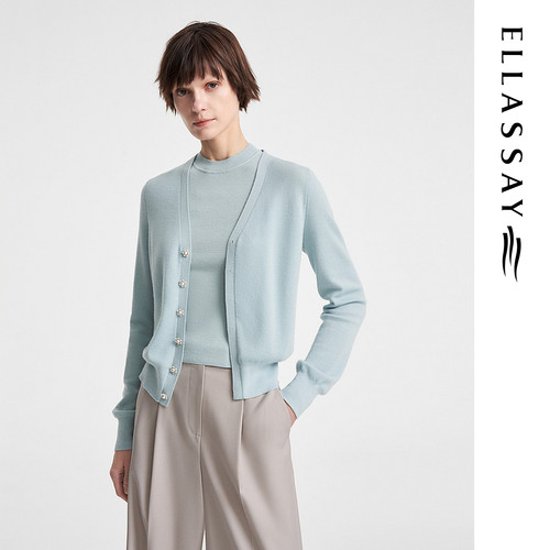 ELLASSAY歌力思春季新款羊毛羊绒时尚毛衫套装女EWE351M00100