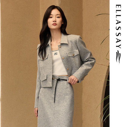 ELLASSAY歌力思2026春季新款绵羊毛利落廓形短外套EWB363W00200