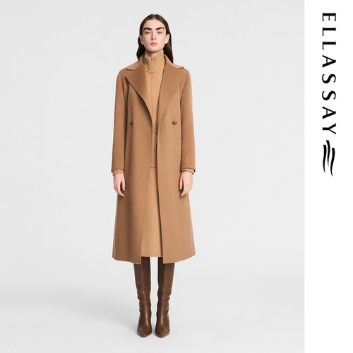 ELLASSAY歌力思秋冬新款绵羊毛法式慵懒大翻领大衣女EWE354D09100