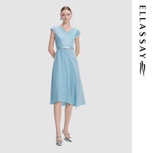 ELLASSAY歌力思夏季新款三醋纤收腰轻礼服连衣裙女EWF355Y19400