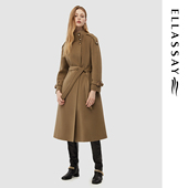 ELLASSAY歌力思秋冬新款 100%绵羊毛简约立领女士大衣EWD344D02700