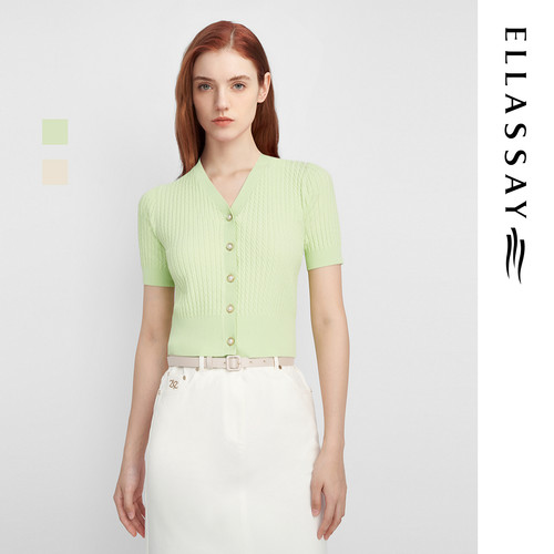 ELLASSAY歌力思夏季新款薄荷曼波百搭毛针织衫女EWE355M08800