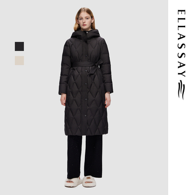 ELLASSAY歌力思秋冬新款简约优雅气质连帽羽绒服女EWD353L02100