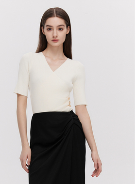 ELLASSAY歌力思2026春夏新款修身V领套头毛针织衫女EWD352M00300