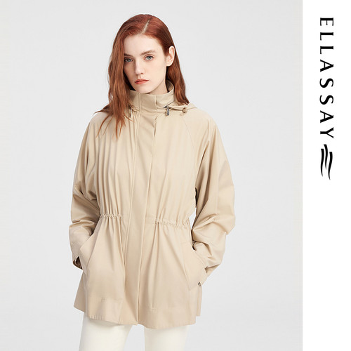 ELLASSAY歌力思秋冬新款防水细斜纹工装风休闲风衣女EWW344F00800