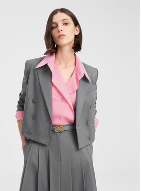 ELLASSAY歌力思秋季新款率性短款绵羊毛西装女EWW343T02800